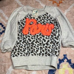 Lily Bleu Kids Gray and Orange Leopard Paris Sweater